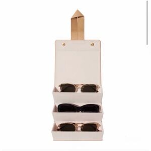 Sancia Australia Sunglasses Holder Case Tan Faux Leather Holds 3 Sunglasses NEW